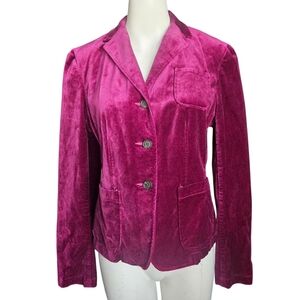Lands End Womens Velvet Purple Blazer Sz 10‎ Holiday Party Festive
